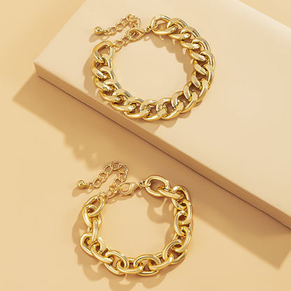 Goldtone Curb Chain Bracelet Set-3