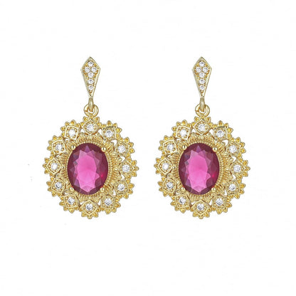 Rose Crystal & Cubic Zirconia Goldtone Oval-Cut Flower Dangle Earrings