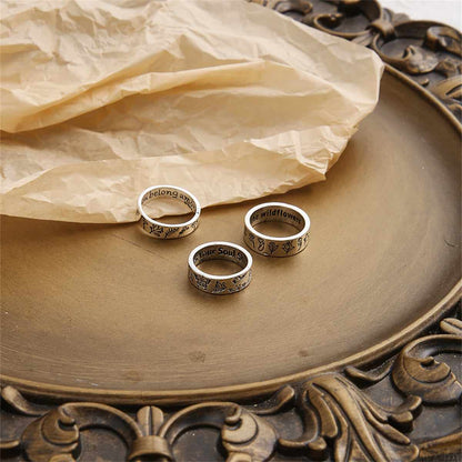 Silvertone Botany Band Ring Set