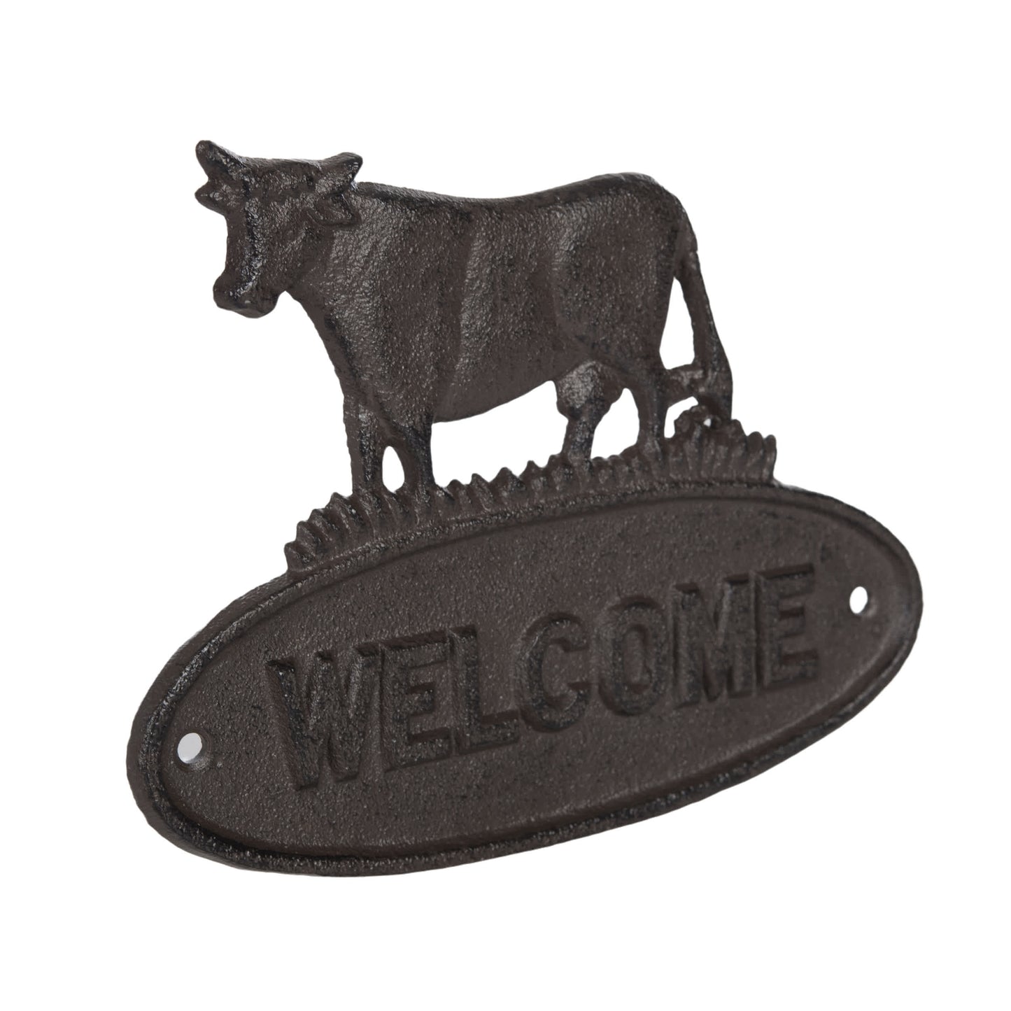 Iron Cow Welcome Sign Metallic for Spring Wall and Entryway Decor