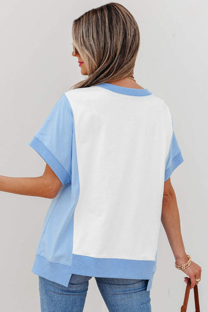 Threaded Pear Waverly Exposed Seam Crew Neck Top