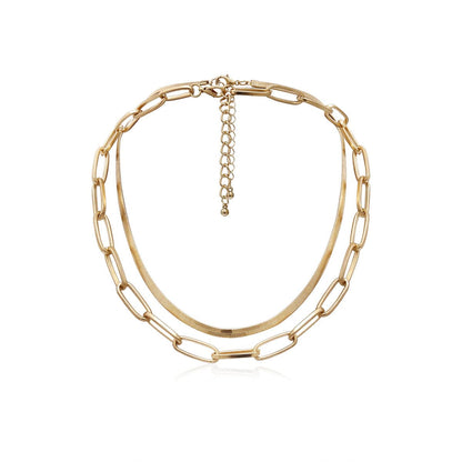 Goldtone Cable & Snake Chain Necklace Set