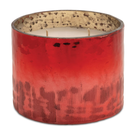 Melrose International Cranberry Woods Scented Soy Candle with Etched Glass Holder 4"D