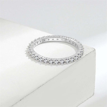 Cubic Zirconia & Silvertone Thin Band Ring-4