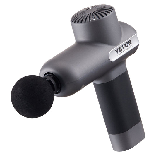 VEVOR Massage Gun Deep Tissue, Percussion Muscle Massager for Athletes - with 5 Speed Levels & 6 Massage Heads, 7.4V 2500mAh Batteries, Handheld Electric Massage Gun for Pain Relief, Muscle Relaxation - Gray