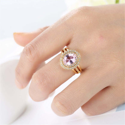 Pink Crystal & Cubic Zirconia Halo Ring-10