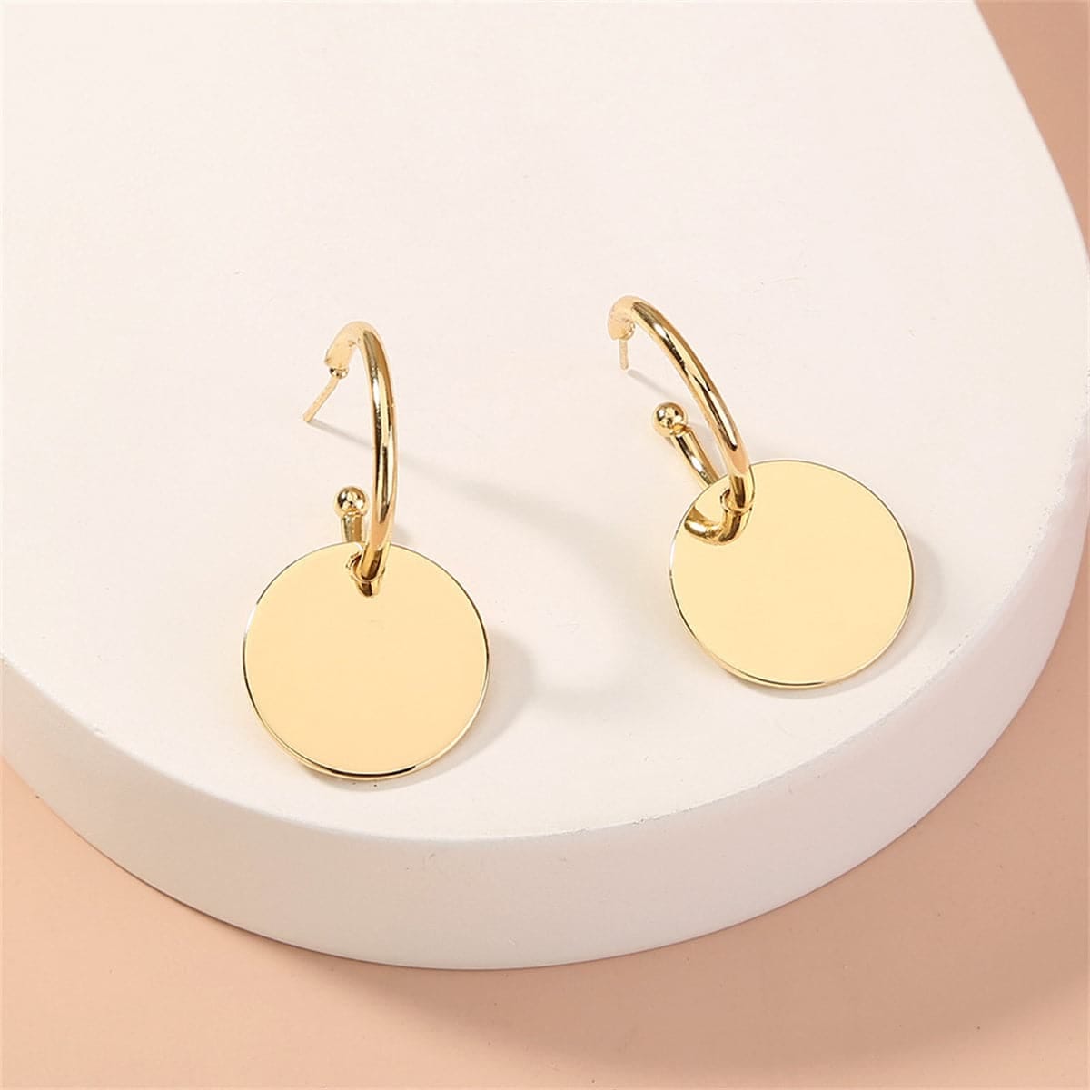 Goldtone Circle Huggie Earrings