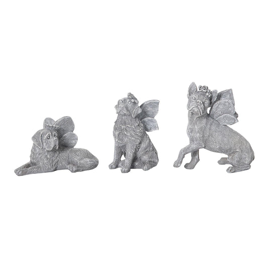 Set of 3 Small Resin Memorial Dog Angel Figurines Spring Home Decorations for Summer Decor