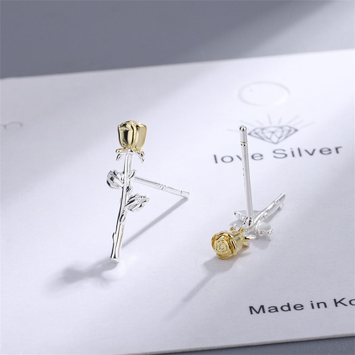 Two-tone Rose Stud Earrings