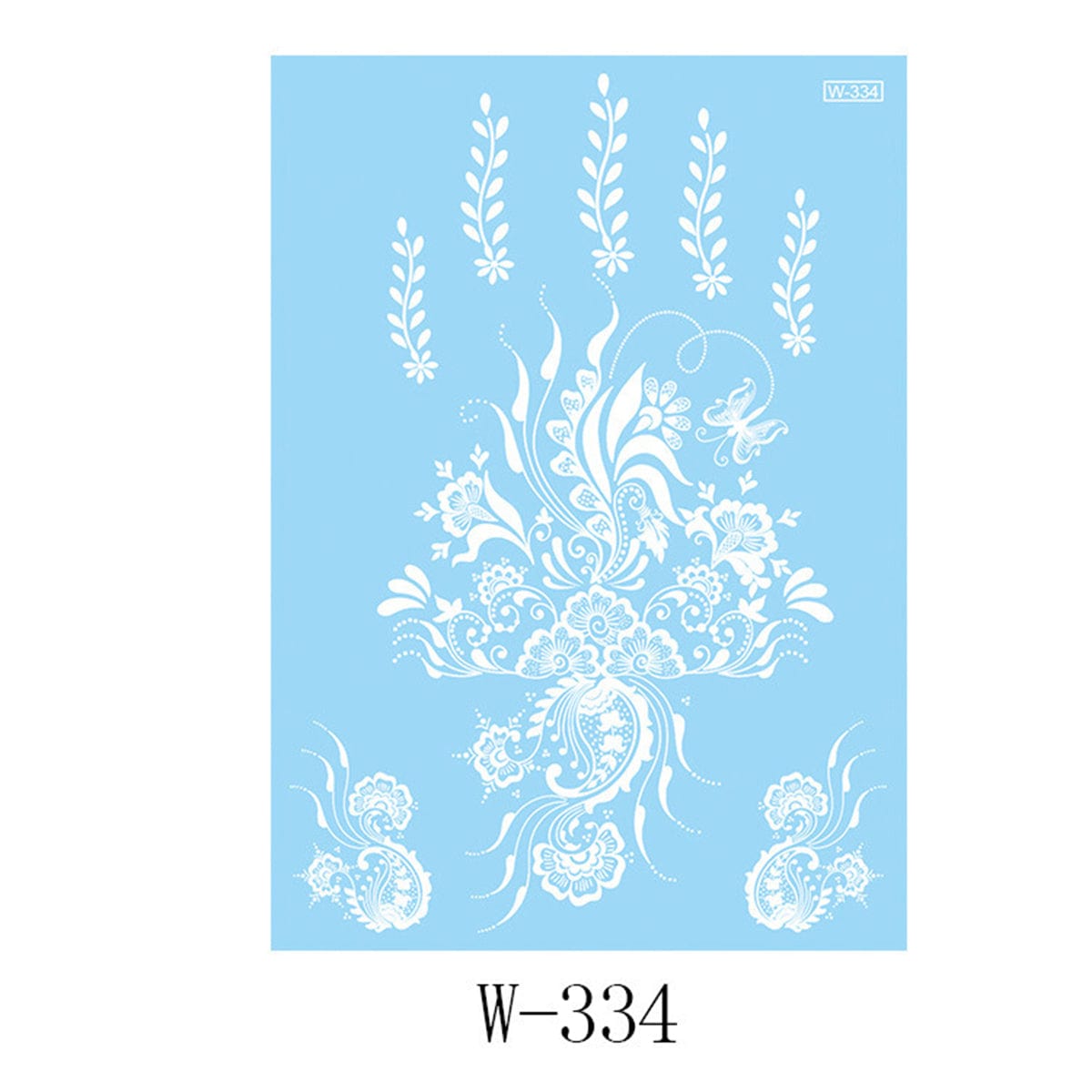 White Lace Botanical Temporary Tattoo Sheet - 5 Pcs