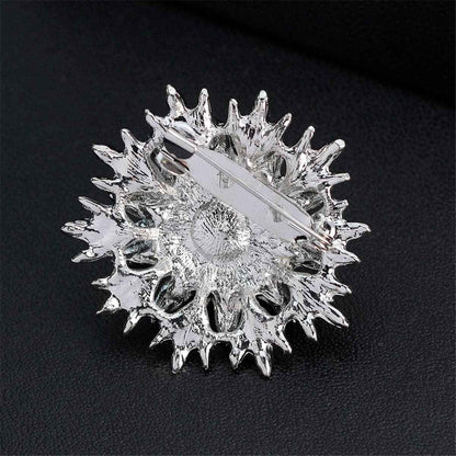 Cubic Zirconia & Silvertone Botany Brooch