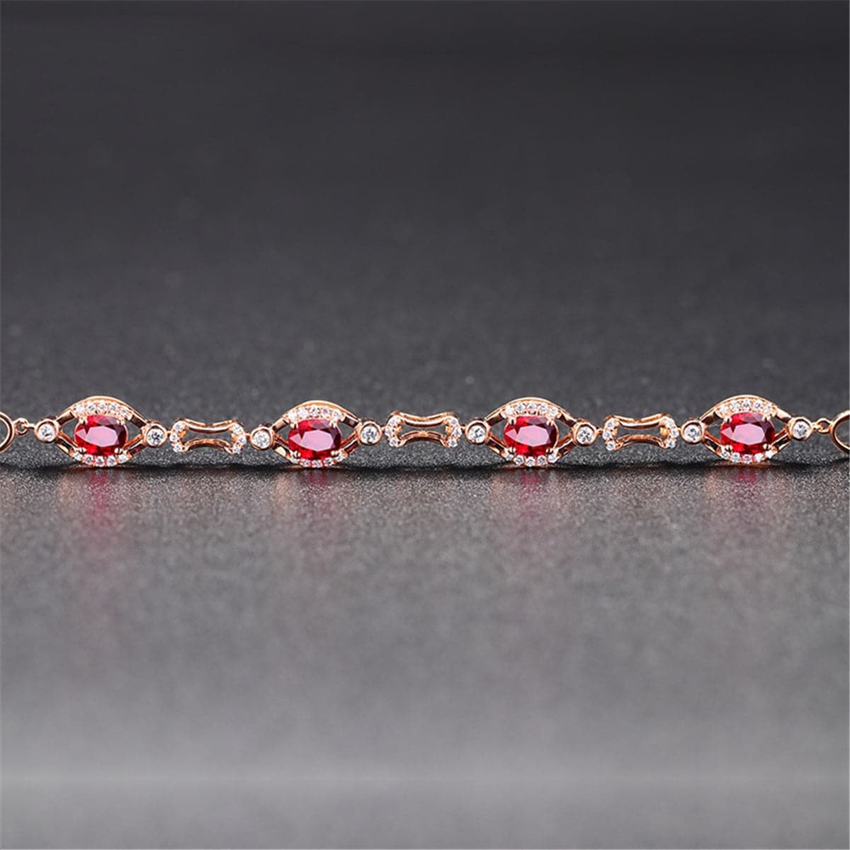 Green Crystal & Rose Goldtone Halo Station Bracelet