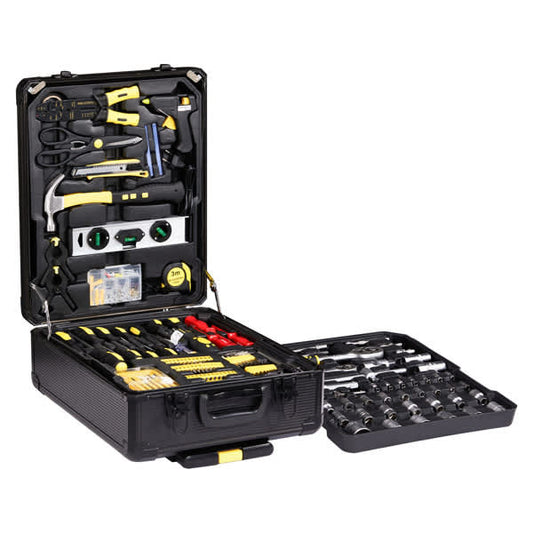 InQ Boutique 799pcs Aluminum Trolley Case Tool Set Black Yellow - Brown