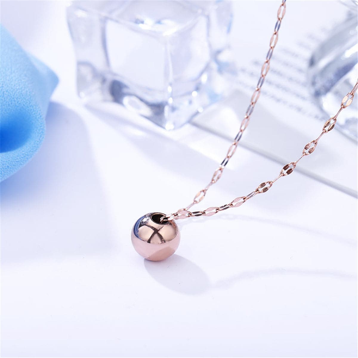 Rose Goldtone Ball Pendant Necklace