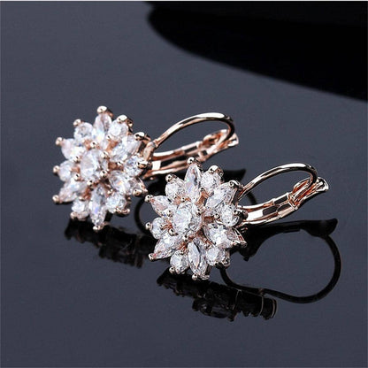 Crystal & Cubic Zirconia Snowflake Drop Earrings