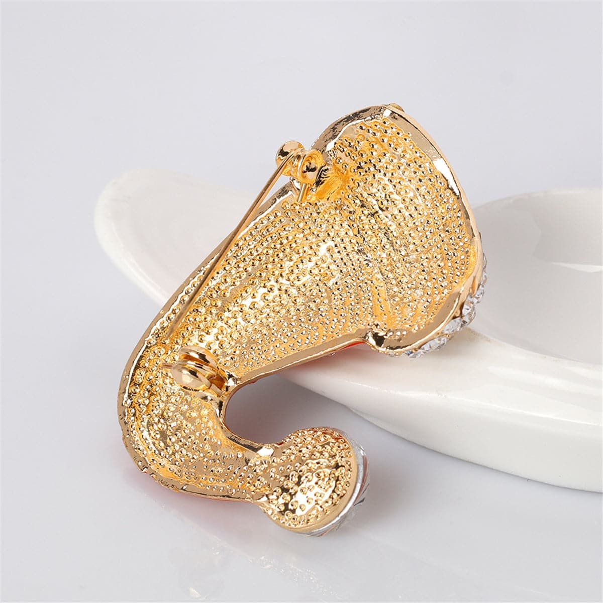 Cubic Zirconia & Goldtone Star Santa Hat Brooch
