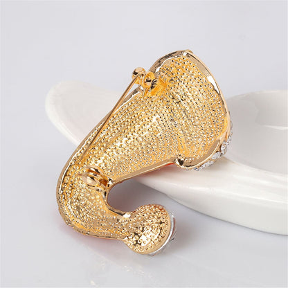 Cubic Zirconia & Goldtone Star Santa Hat Brooch
