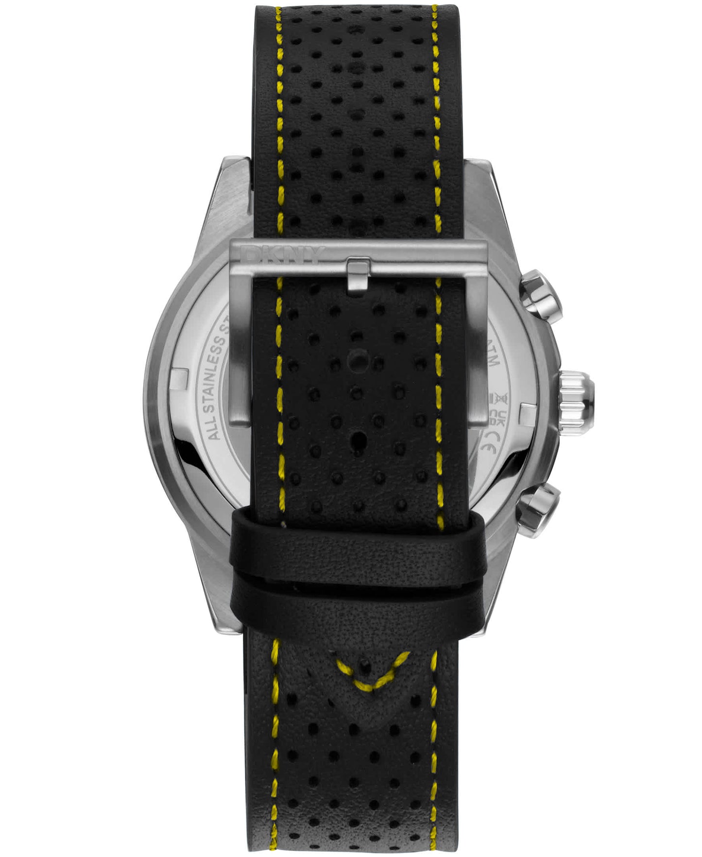 Dkny Men Watch, Silver Color Case, Black Dial, Black Leather Strap, Chronograph, 10 Atm