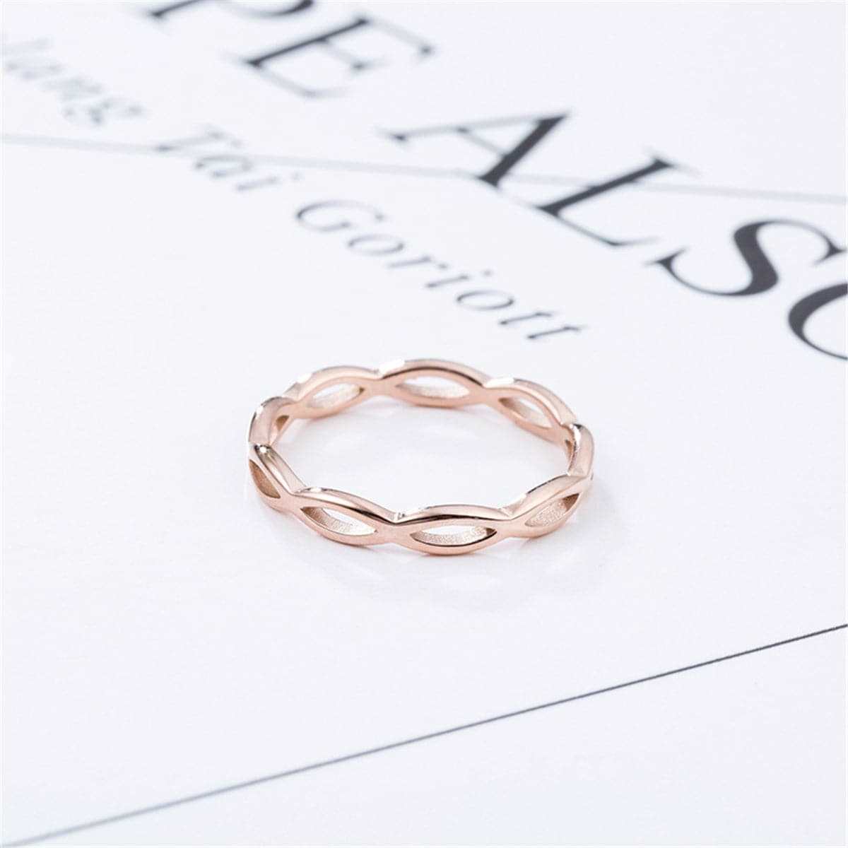 Rose Goldtone Crossed-Lines Band