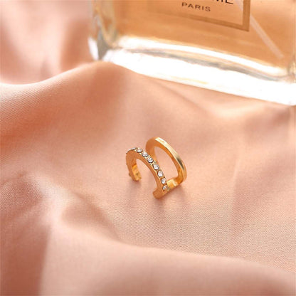 Cubic Zirconia & Goldtone Clip-On Ear Cuff