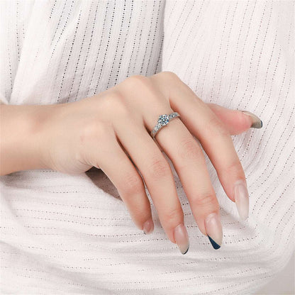 Cubic Zirconia & Silvertone Prong-Set Adjustable Cocktail Ring