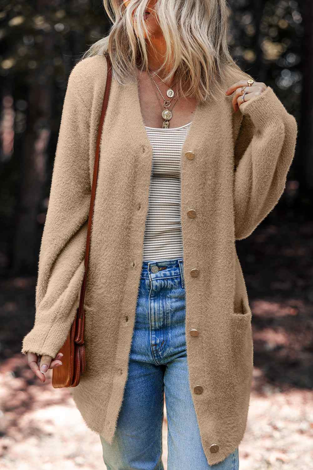 Brooklyn Front Midi Solid Cardigan - White / L - 12/14