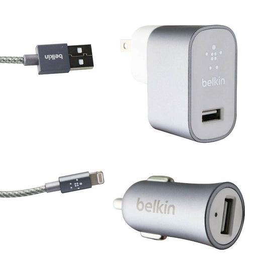 Belkin Usb-C Car and Wall Rapid Charging Kit + 1 Meter C-C Cable for Many Many Devices That Support Type-C - Retail Packaging (Silver)