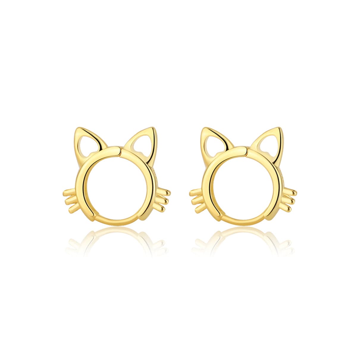 Goldtone Cat-Shape Huggie Earrings