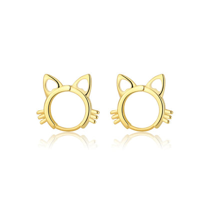 Goldtone Cat-Shape Huggie Earrings