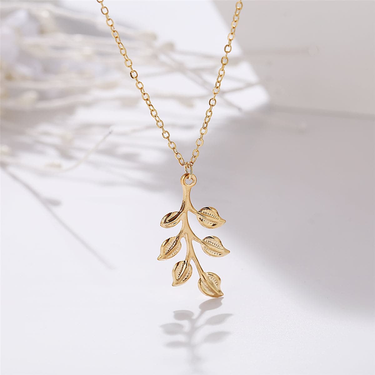 Goldtone Leaf Pendant Necklace