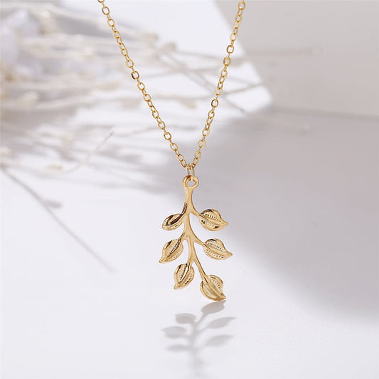 Goldtone Leaf Pendant Necklace