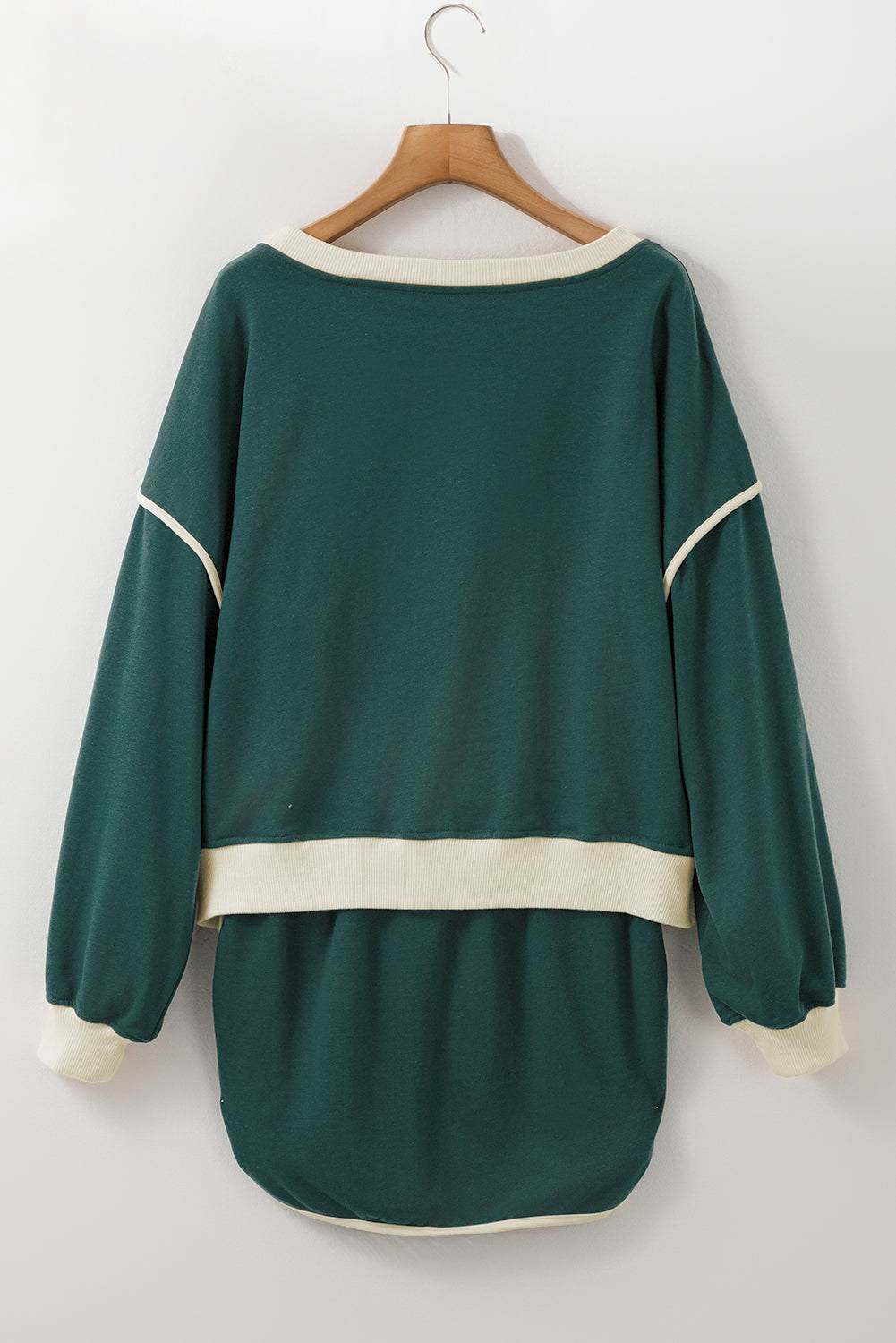 Violeta Loose Pullover and Lace-up Waist Skort Set - Evergreen / M - 8/10