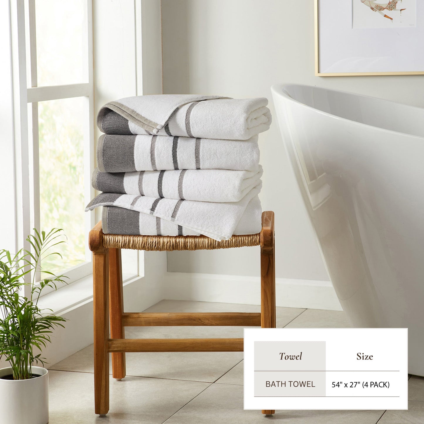 Decorative Cotton Stripe Bath Towel Set - Noelle Collection