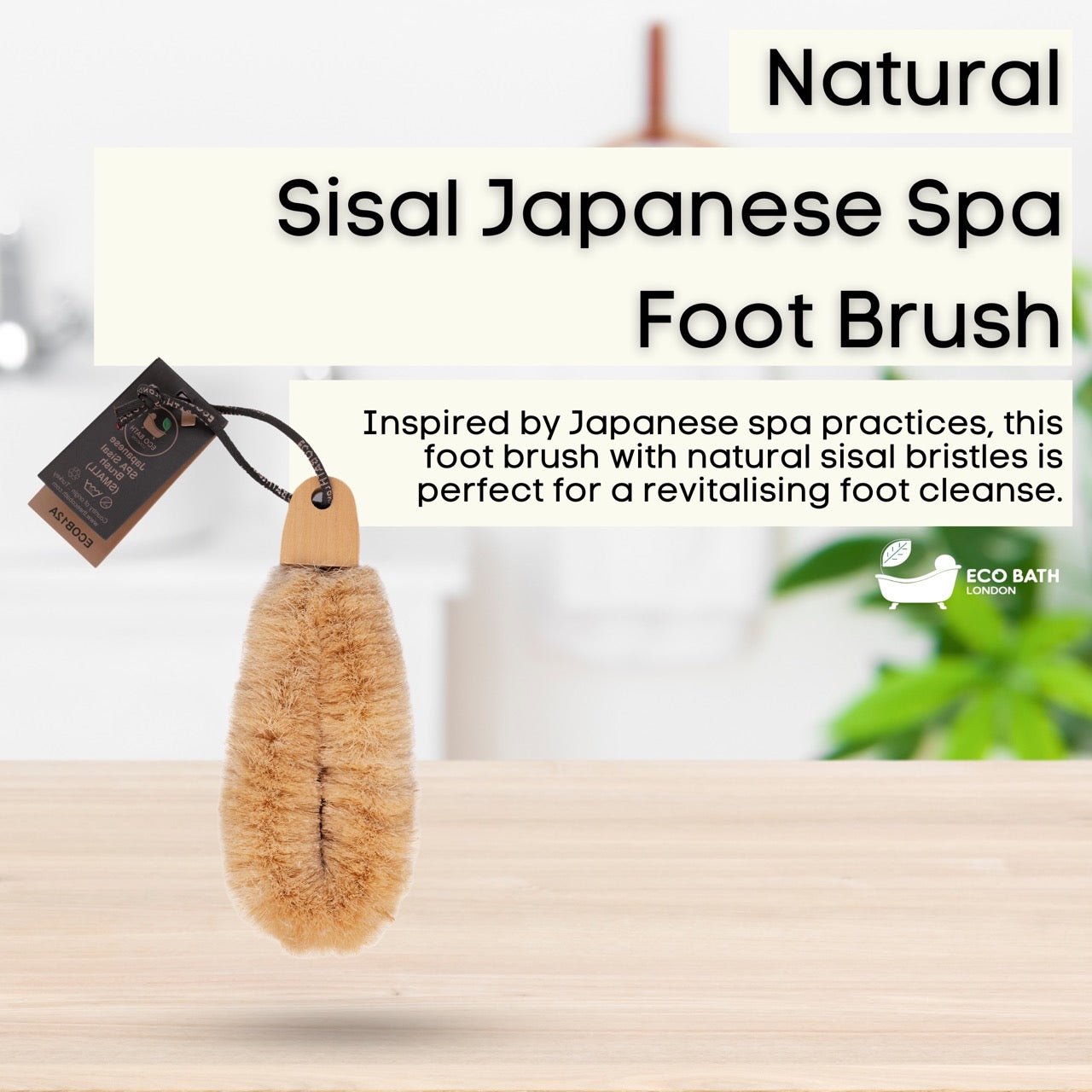 Eco Bath London Natural Sisal Japanese Spa Brush - Body Back Scrubber and Dry Brushing Body Brush for Deep Exfoliation and Smooth Skin, Firm Bristles by Eco Bath London