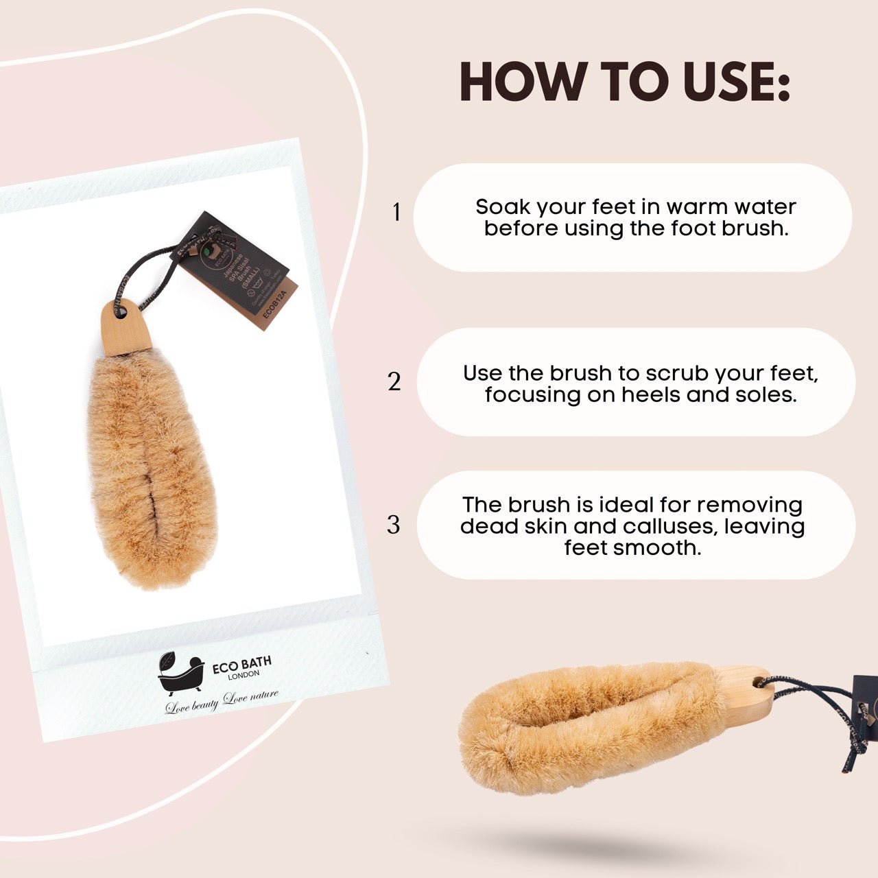 Eco Bath London Natural Sisal Japanese Spa Brush - Body Back Scrubber and Dry Brushing Body Brush for Deep Exfoliation and Smooth Skin, Firm Bristles by Eco Bath London
