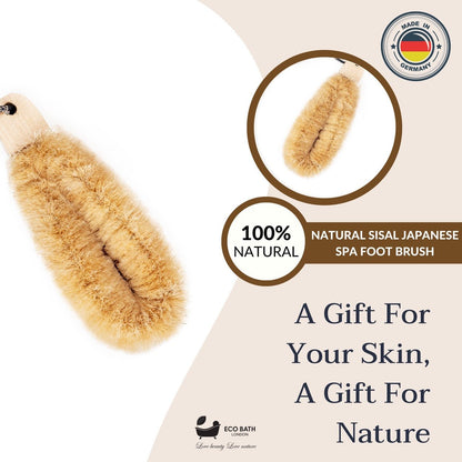 Eco Bath London Natural Sisal Japanese Spa Brush - Body Back Scrubber and Dry Brushing Body Brush for Deep Exfoliation and Smooth Skin, Firm Bristles by Eco Bath London