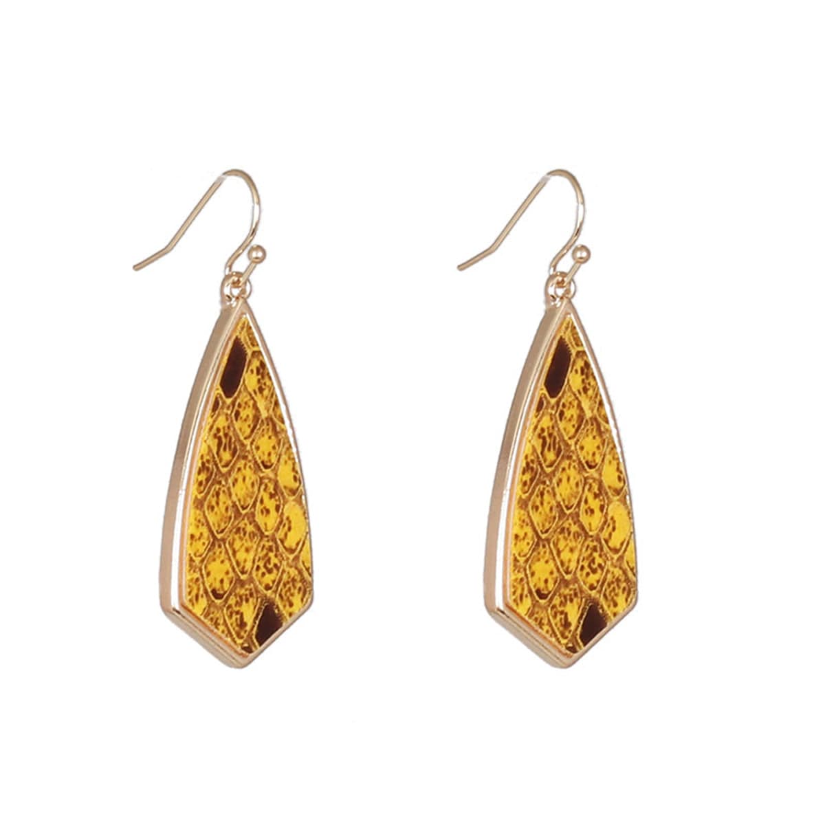 Yellow Polyurethane & Goldtone Snakeskin-Embossed Drop Earrings
