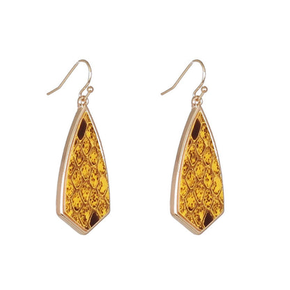 Yellow Polyurethane & Goldtone Snakeskin-Embossed Drop Earrings