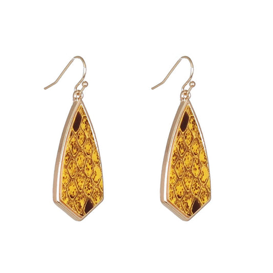 Yellow Polyurethane & Goldtone Snakeskin-Embossed Drop Earrings