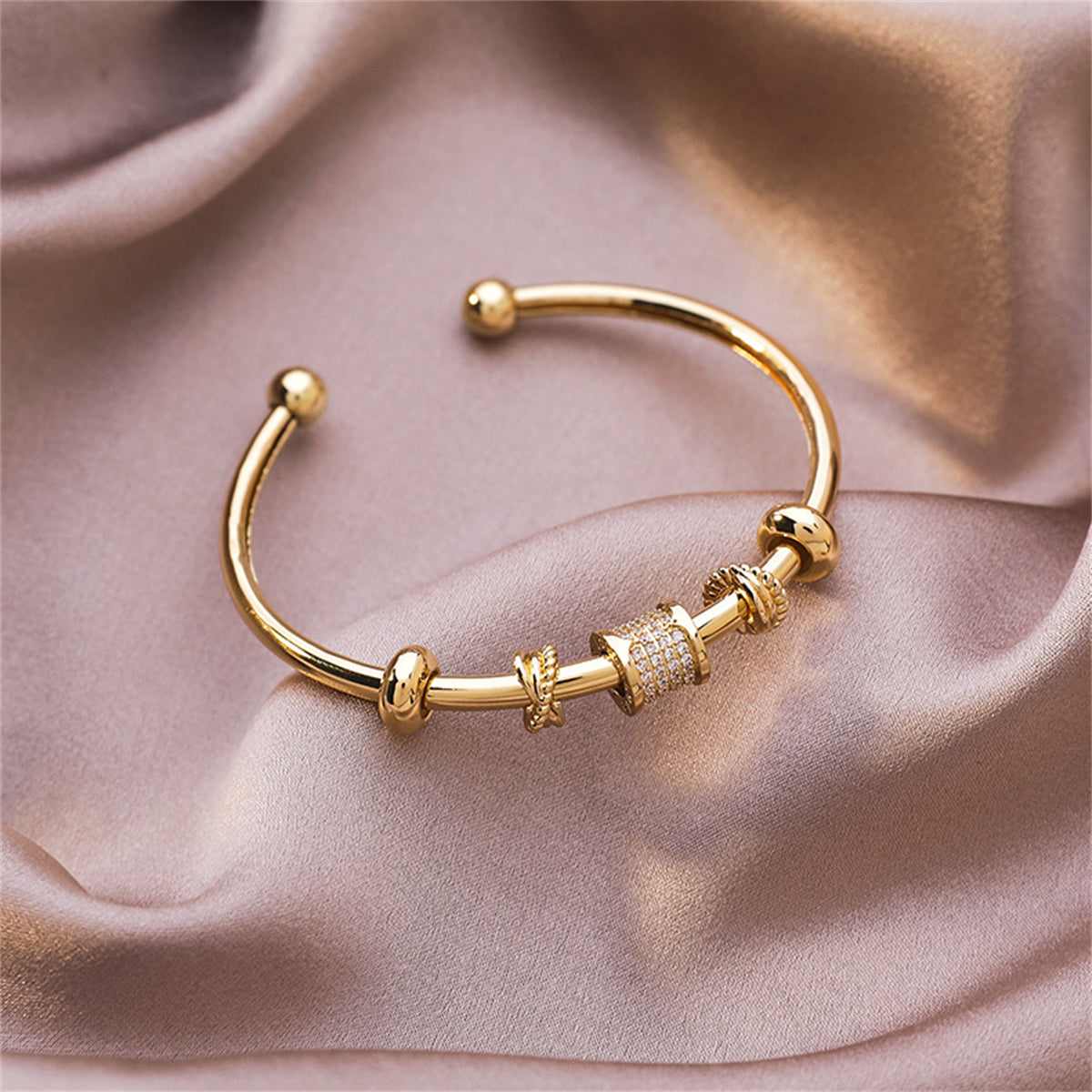 Cubic Zirconia & Goldtone Coin Geometric-Charm Cuff