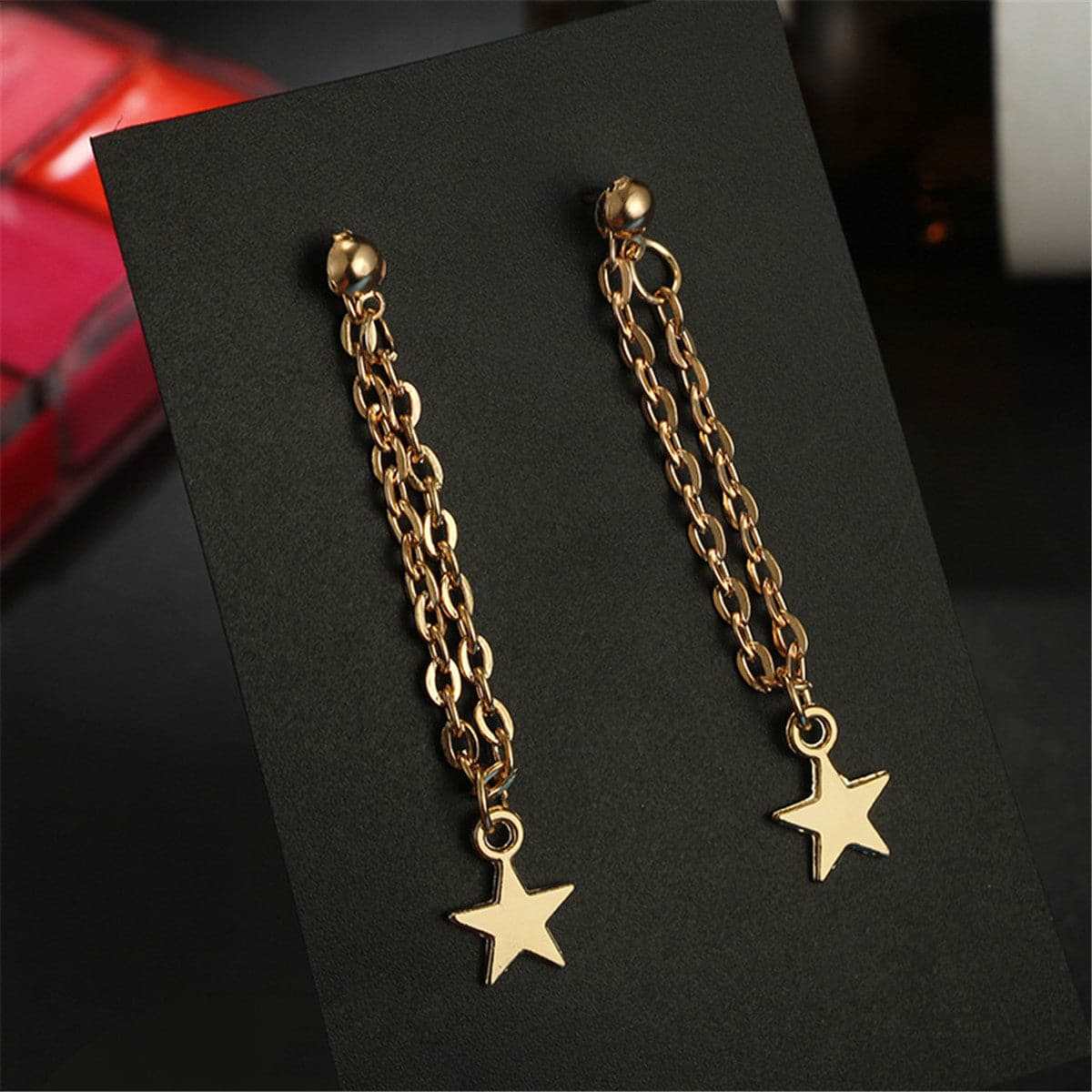 Goldtone Cable Chain Star Ear Jackets