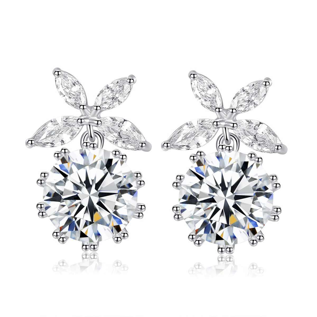 Crystal & Silvertone Butterfly & Ball Drop Earrings