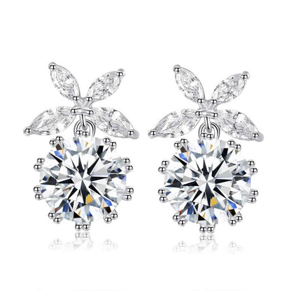 Crystal & Silvertone Butterfly & Ball Drop Earrings