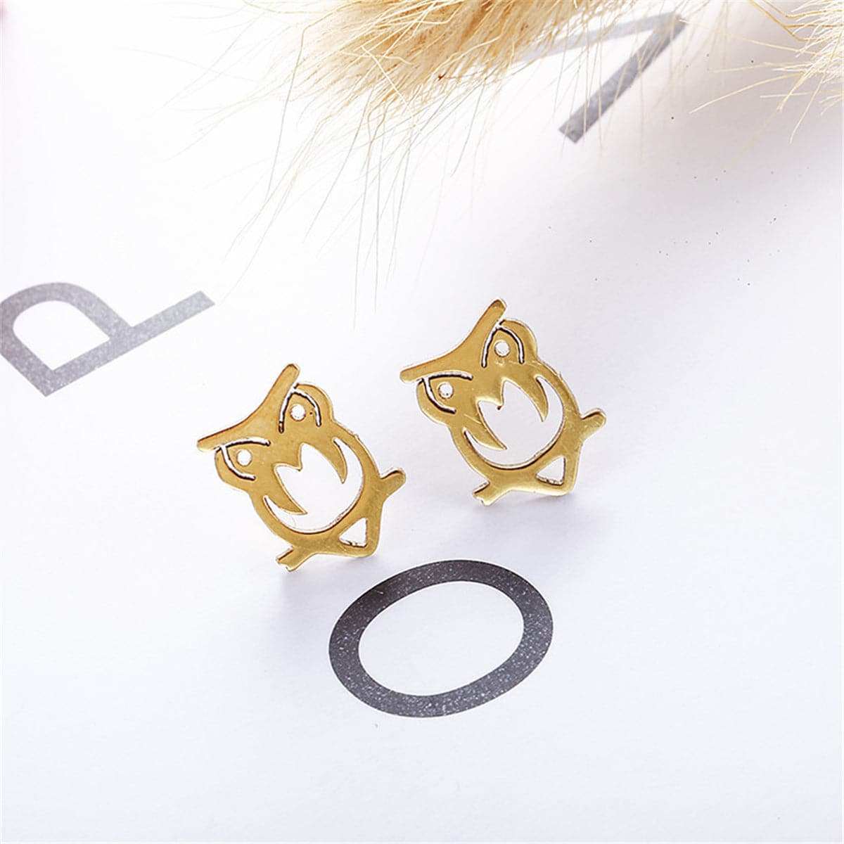 Goldtone Owl Stud Earrings
