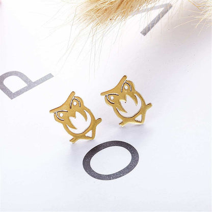 Goldtone Owl Stud Earrings