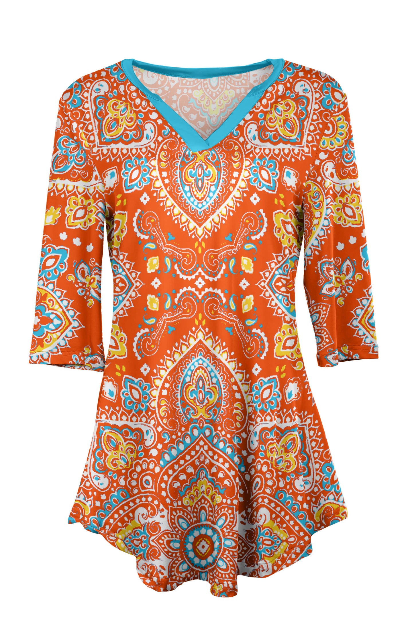 Aqua Orange Paisley Medallion-