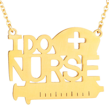 Goldtone 'I Do Nurse' Pendant Necklace