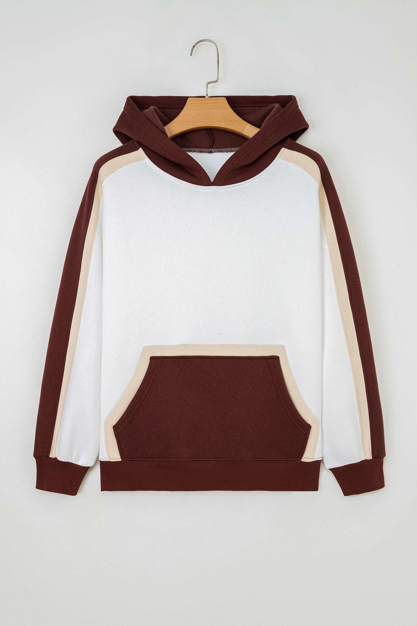Ariyah Patchwork Athleisure Hooded Sweatshirt - Coffee / L - 12/14