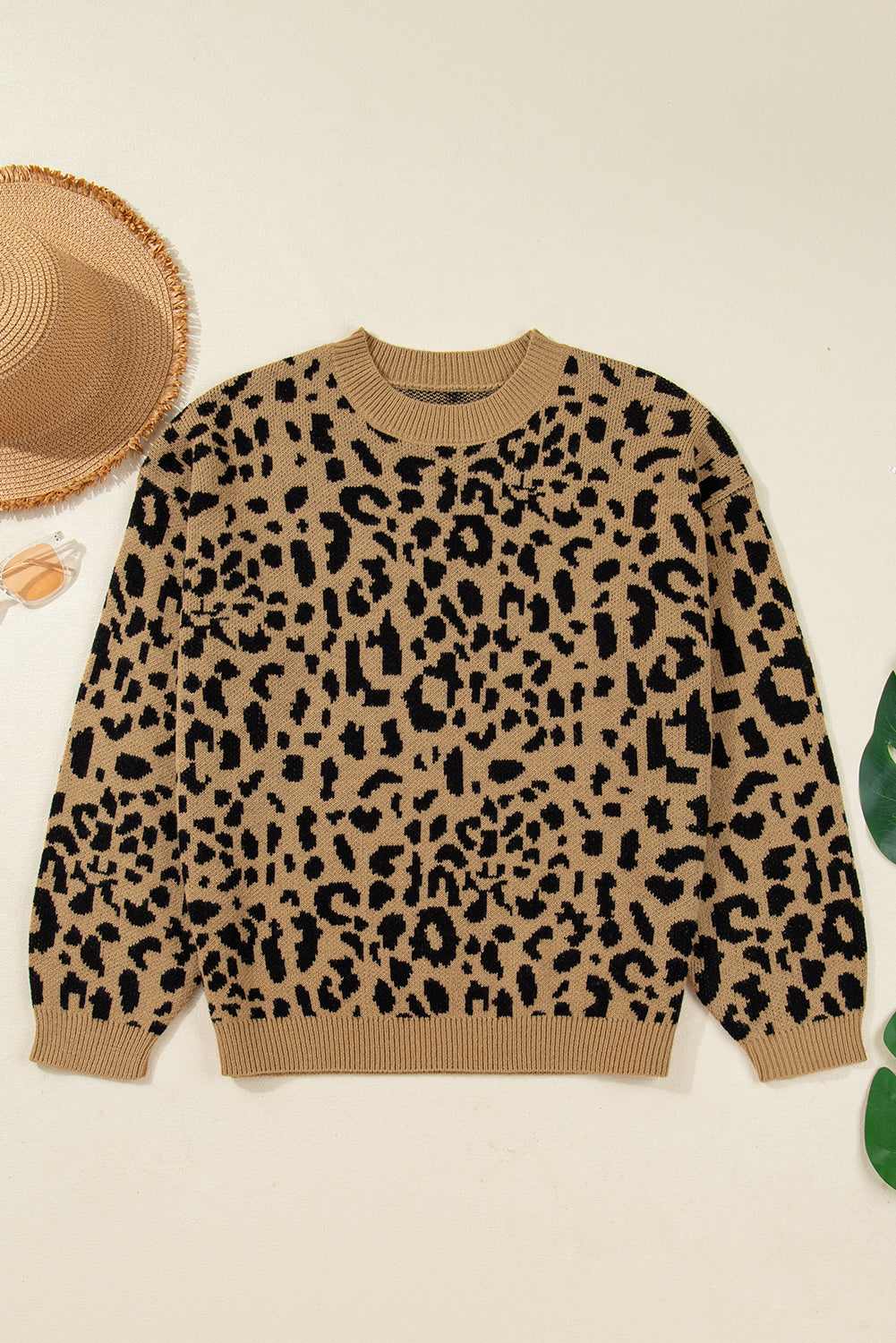 Elyse Trim Drop Shoulder Sweater - Brown / L - 12/14