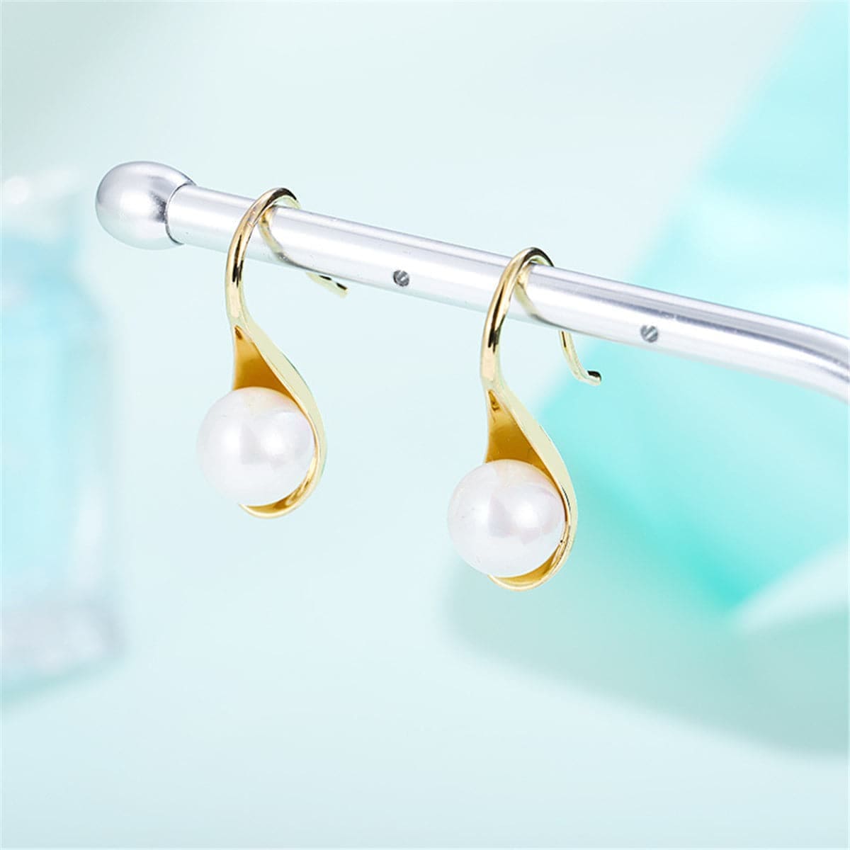 Pearl & Goldtone Drop Earrings
